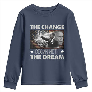 MLK Obama Youth Sweatshirt The Change Began With The Dream