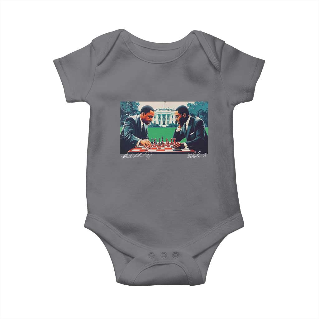Malcolm X Martin Luther King Jr Baby Onesie Playing Chess White House Black History