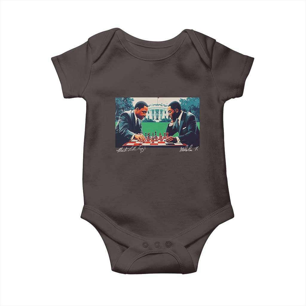Malcolm X Martin Luther King Jr Baby Onesie Playing Chess White House Black History