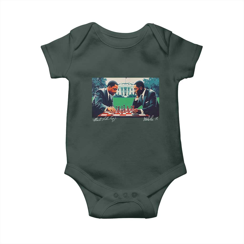 Malcolm X Martin Luther King Jr Baby Onesie Playing Chess White House Black History