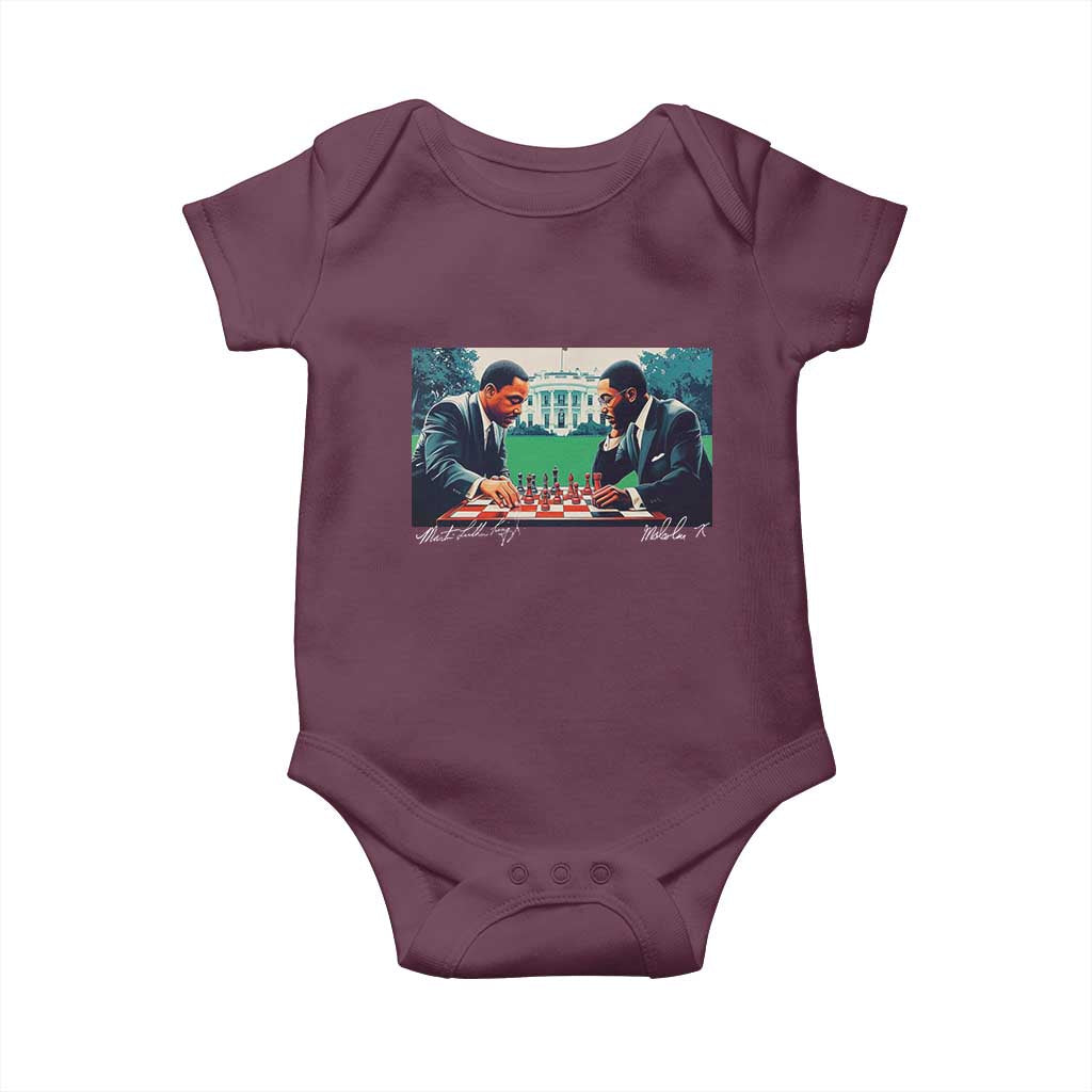 Malcolm X Martin Luther King Jr Baby Onesie Playing Chess White House Black History