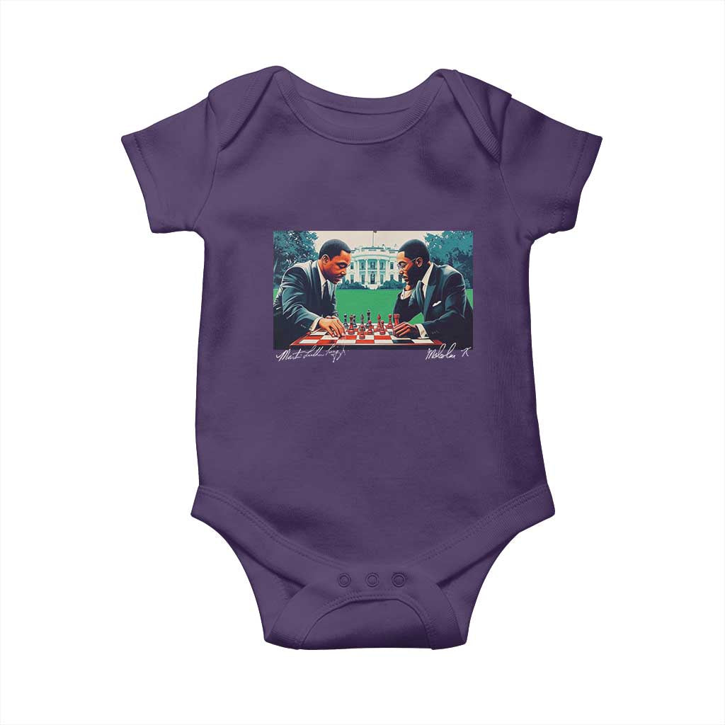 Malcolm X Martin Luther King Jr Baby Onesie Playing Chess White House Black History
