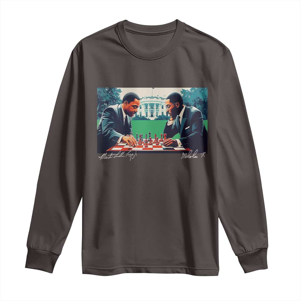 Malcolm X Martin Luther King Jr Long Sleeve Shirt Playing Chess White House Black History