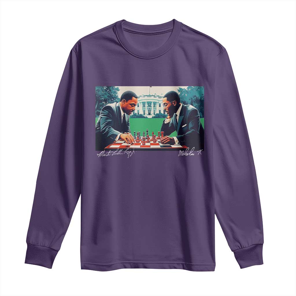 Malcolm X Martin Luther King Jr Long Sleeve Shirt Playing Chess White House Black History