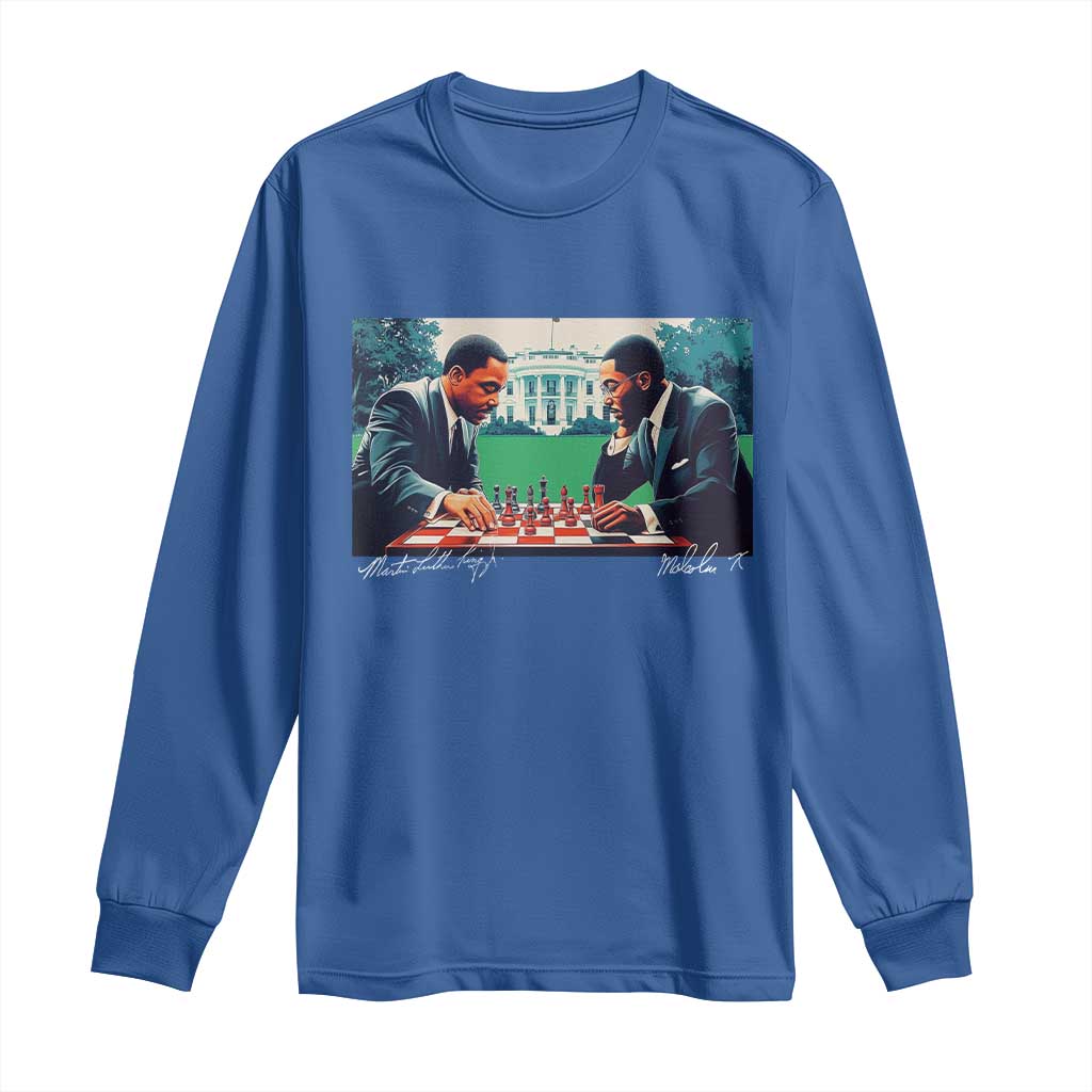 Malcolm X Martin Luther King Jr Long Sleeve Shirt Playing Chess White House Black History