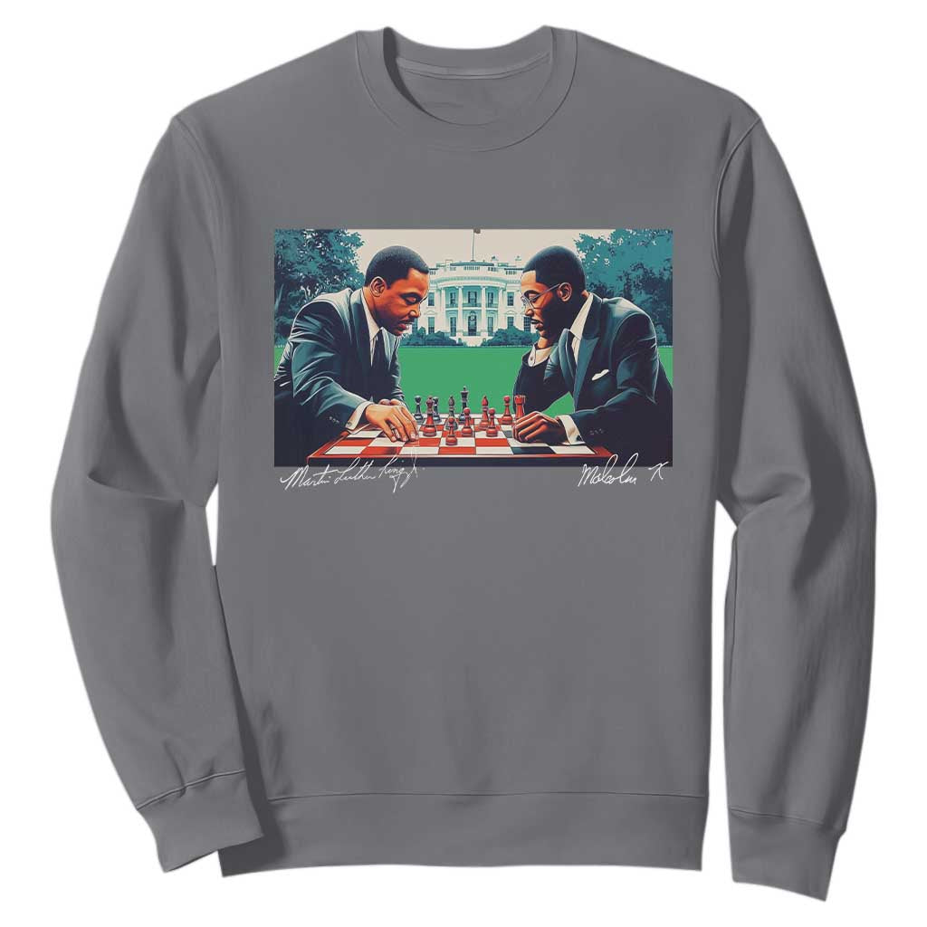 Malcolm X Martin Luther King Jr Sweatshirt Playing Chess White House Black History