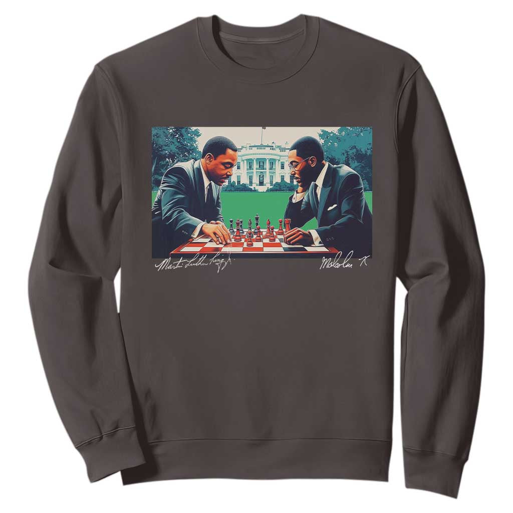 Malcolm X Martin Luther King Jr Sweatshirt Playing Chess White House Black History