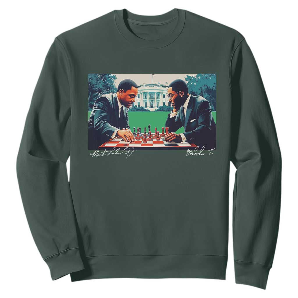 Malcolm X Martin Luther King Jr Sweatshirt Playing Chess White House Black History