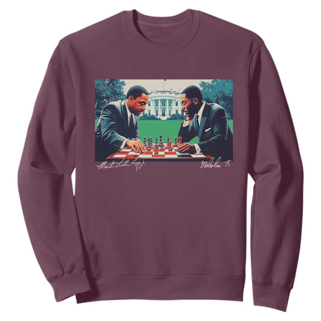 Malcolm X Martin Luther King Jr Sweatshirt Playing Chess White House Black History
