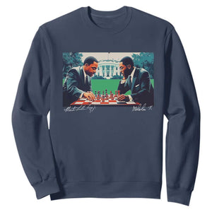 Malcolm X Martin Luther King Jr Sweatshirt Playing Chess White House Black History