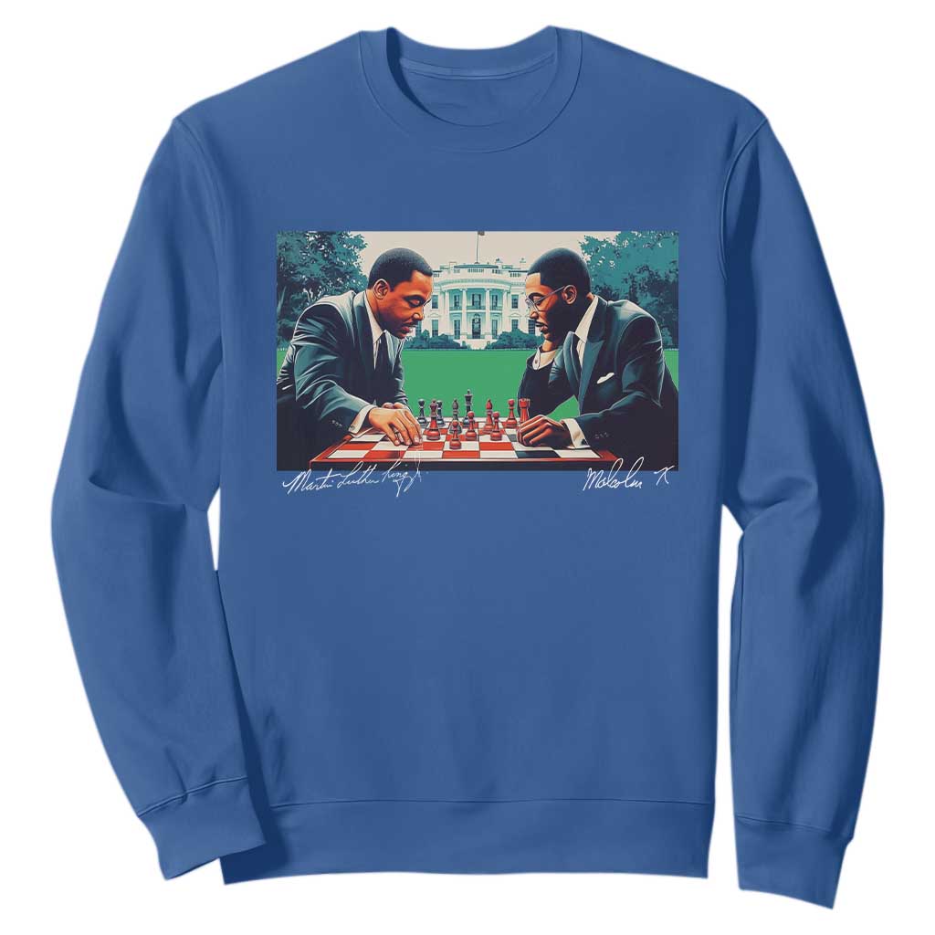Malcolm X Martin Luther King Jr Sweatshirt Playing Chess White House Black History