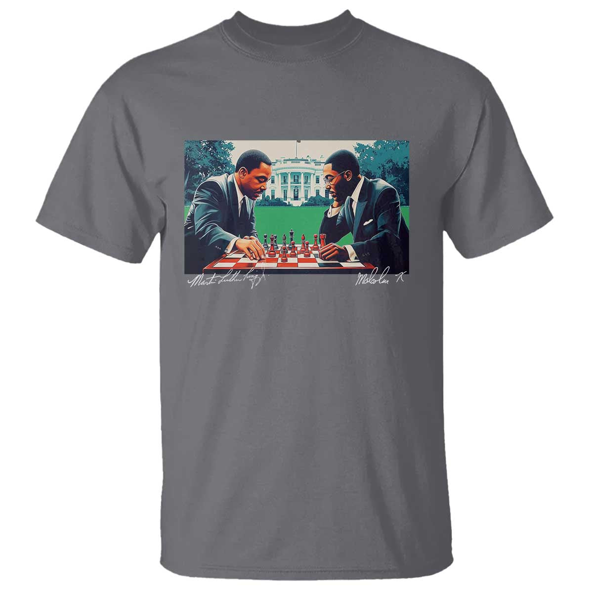 Malcolm X Martin Luther King Jr T Shirt Playing Chess White House Black History