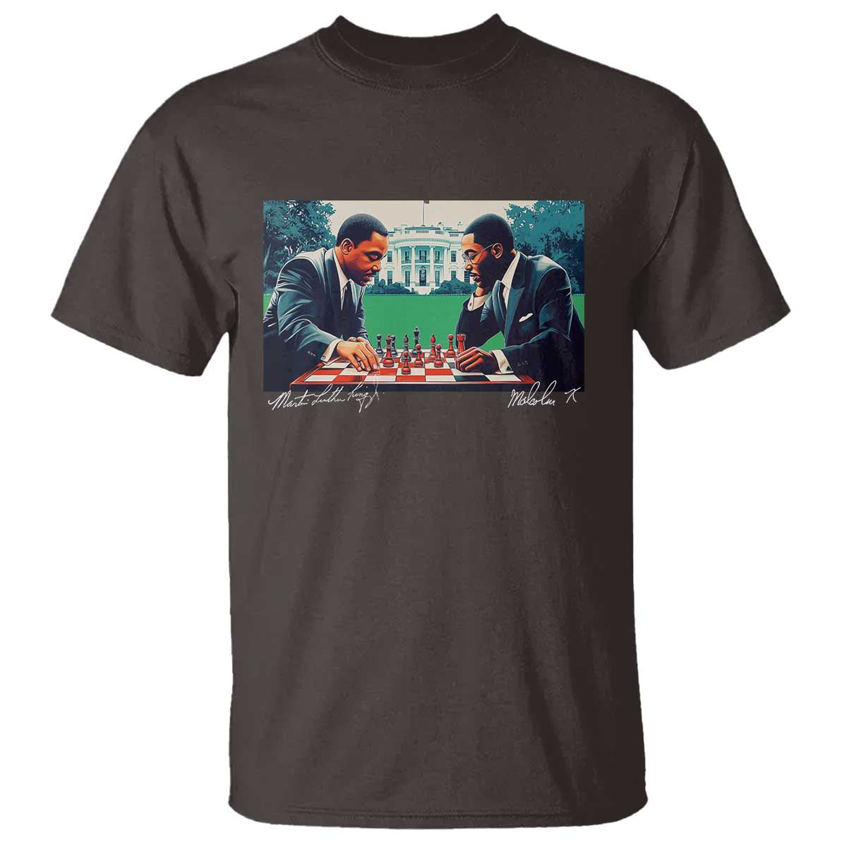 Malcolm X Martin Luther King Jr T Shirt Playing Chess White House Black History