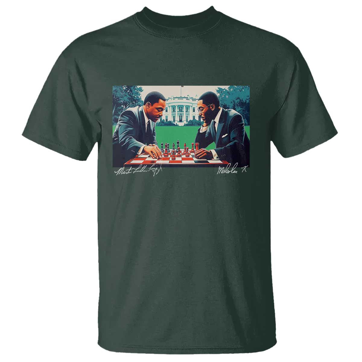Malcolm X Martin Luther King Jr T Shirt Playing Chess White House Black History