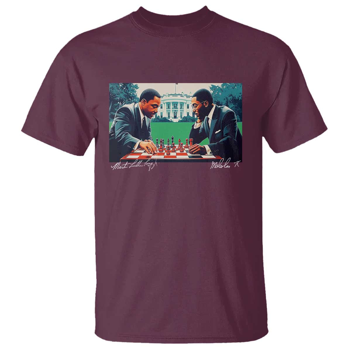 Malcolm X Martin Luther King Jr T Shirt Playing Chess White House Black History