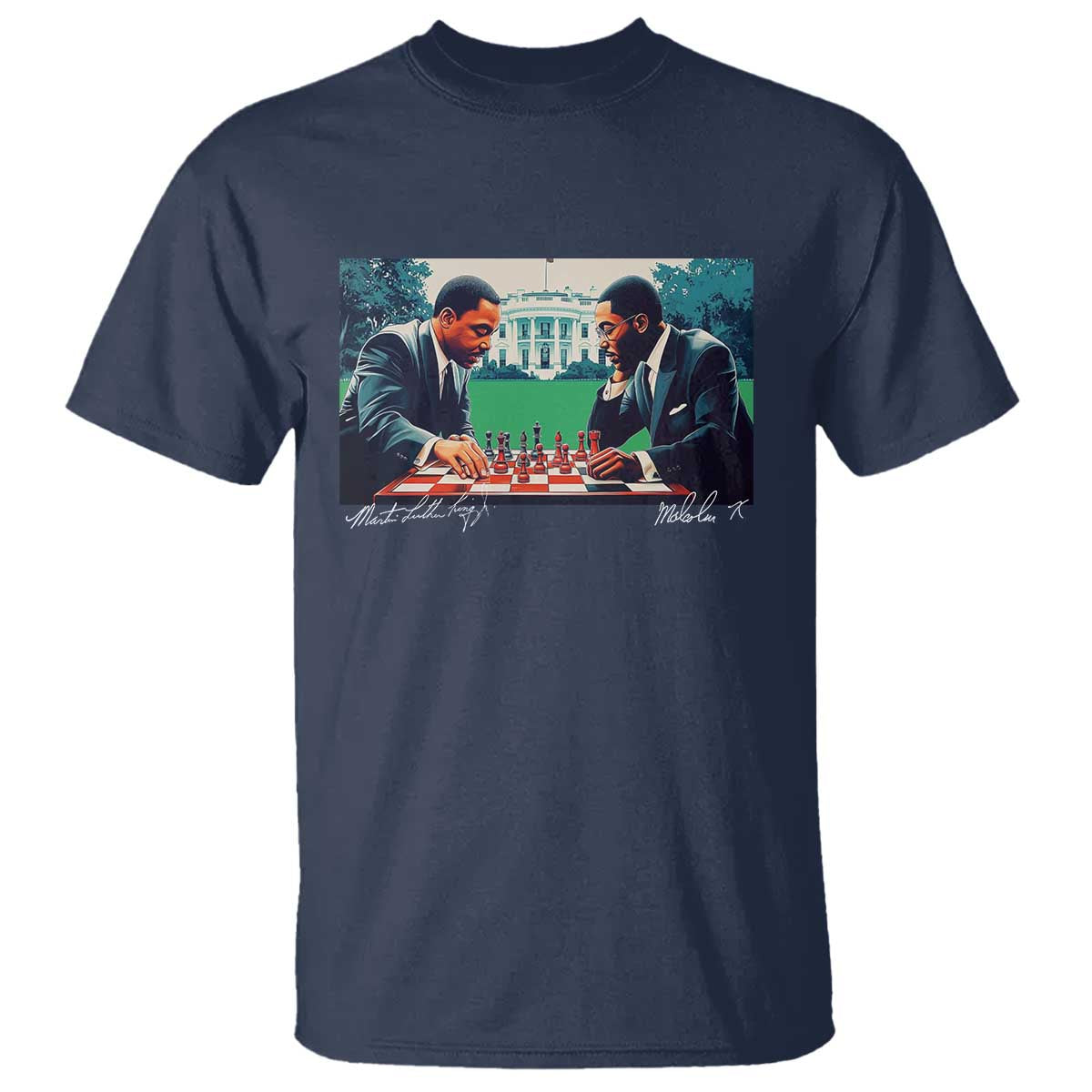 Malcolm X Martin Luther King Jr T Shirt Playing Chess White House Black History