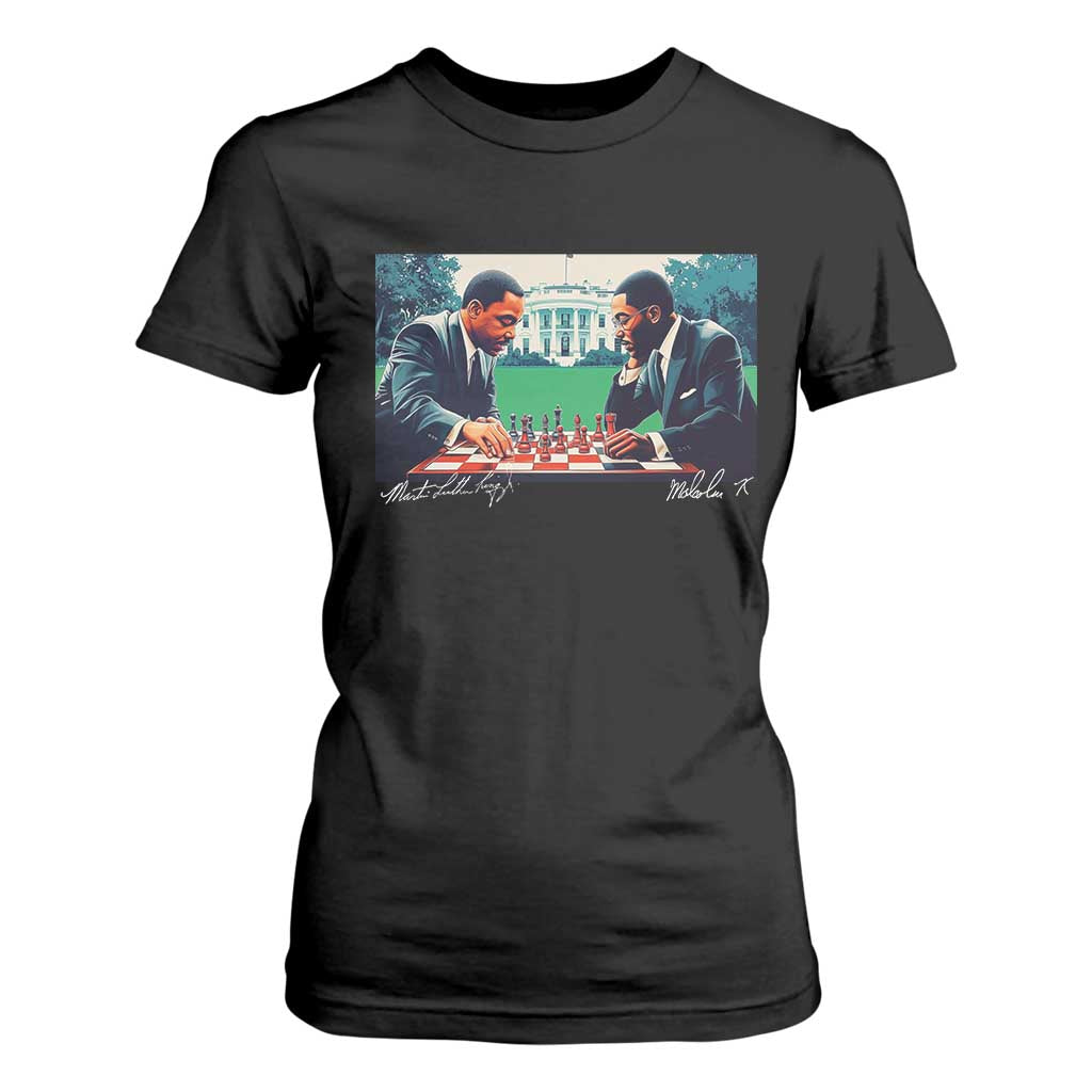Malcolm X Martin Luther King Jr T Shirt For Women Playing Chess White House Black History