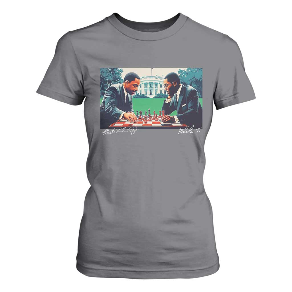 Malcolm X Martin Luther King Jr T Shirt For Women Playing Chess White House Black History