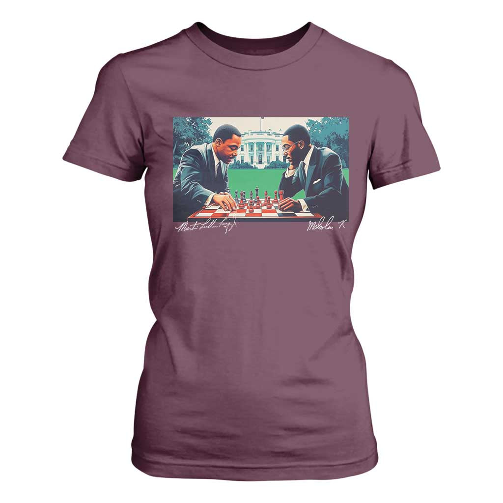 Malcolm X Martin Luther King Jr T Shirt For Women Playing Chess White House Black History