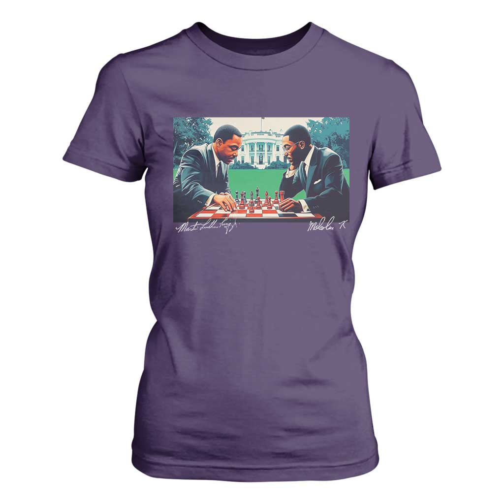 Malcolm X Martin Luther King Jr T Shirt For Women Playing Chess White House Black History