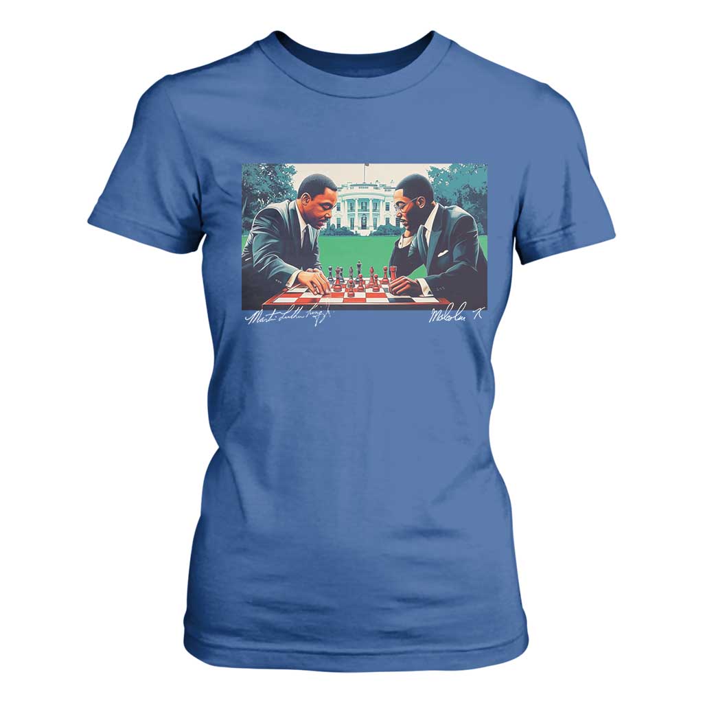 Malcolm X Martin Luther King Jr T Shirt For Women Playing Chess White House Black History