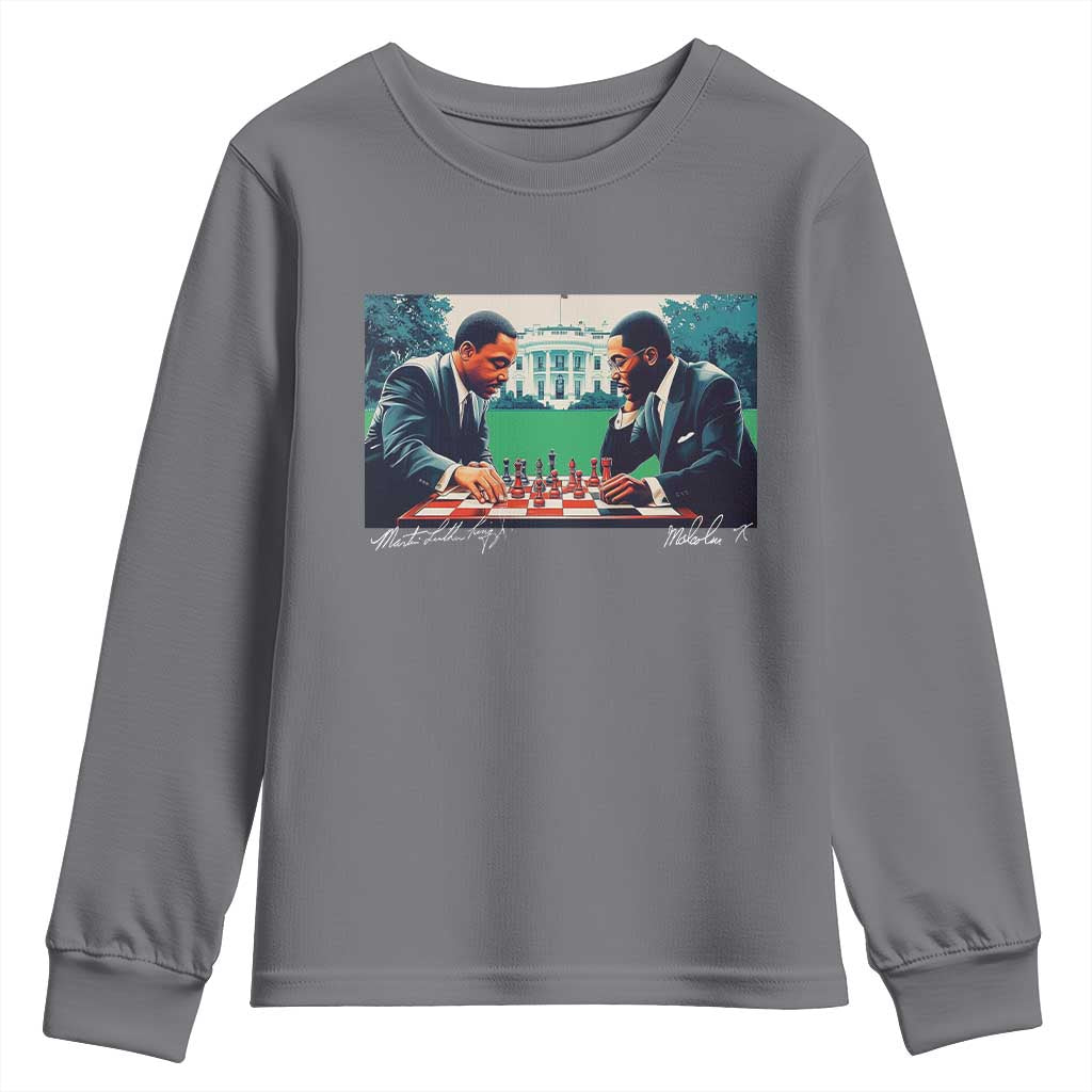 Malcolm X Martin Luther King Jr Youth Sweatshirt Playing Chess White House Black History