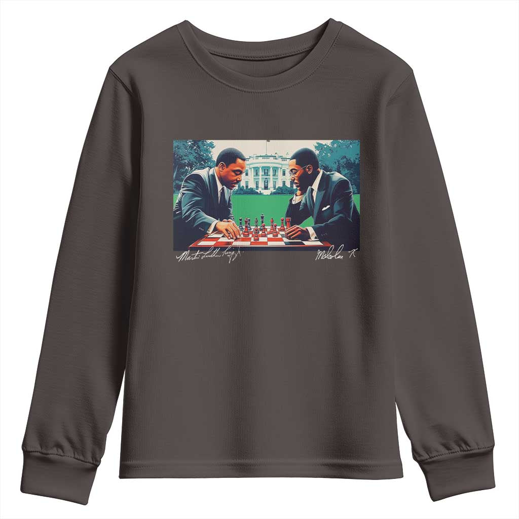 Malcolm X Martin Luther King Jr Youth Sweatshirt Playing Chess White House Black History