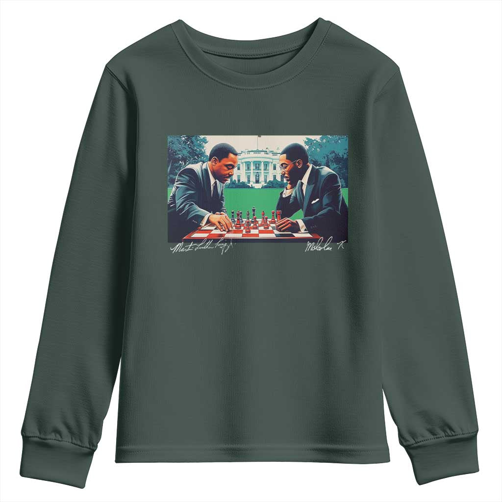 Malcolm X Martin Luther King Jr Youth Sweatshirt Playing Chess White House Black History