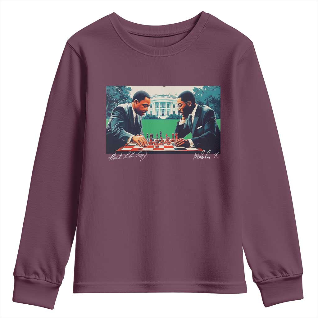 Malcolm X Martin Luther King Jr Youth Sweatshirt Playing Chess White House Black History