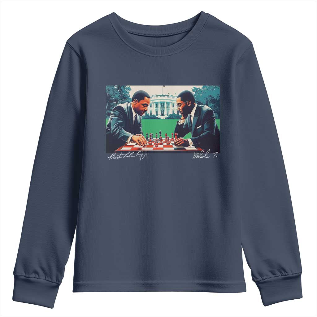 Malcolm X Martin Luther King Jr Youth Sweatshirt Playing Chess White House Black History