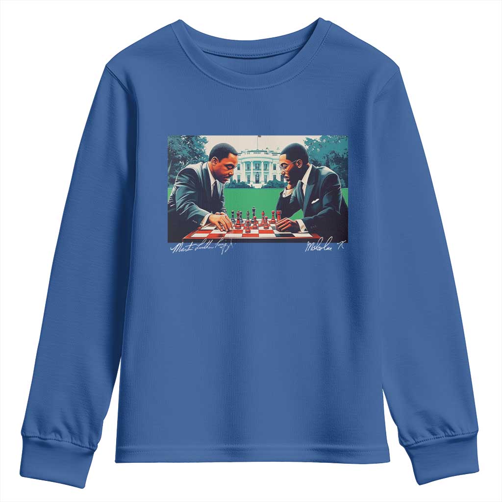 Malcolm X Martin Luther King Jr Youth Sweatshirt Playing Chess White House Black History