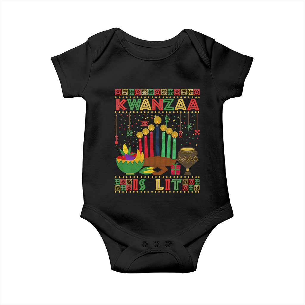 African American Xmas Kwanzaa Is Lit Baby Onesie