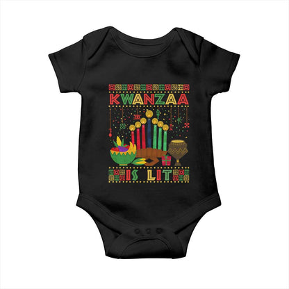 African American Xmas Kwanzaa Is Lit Baby Onesie