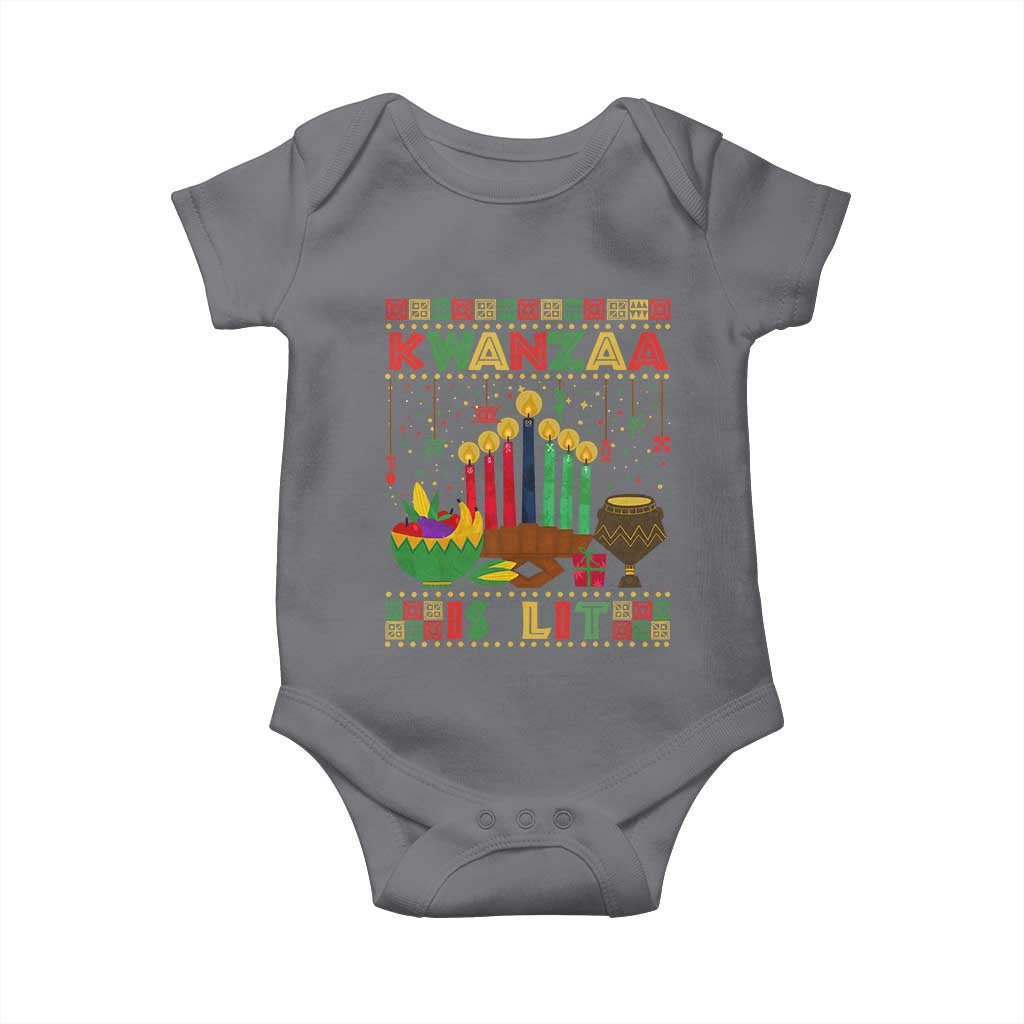 African American Xmas Kwanzaa Is Lit Baby Onesie