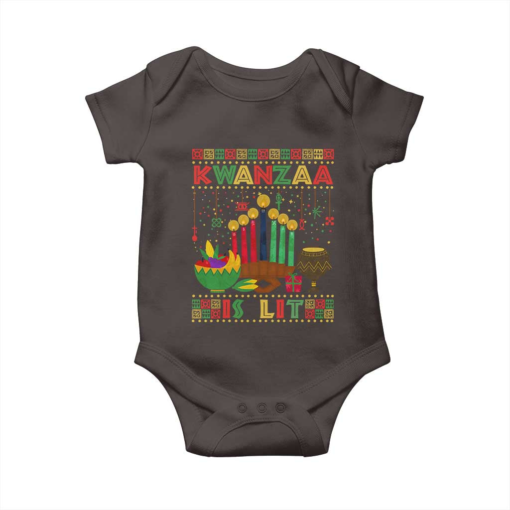 African American Xmas Kwanzaa Is Lit Baby Onesie