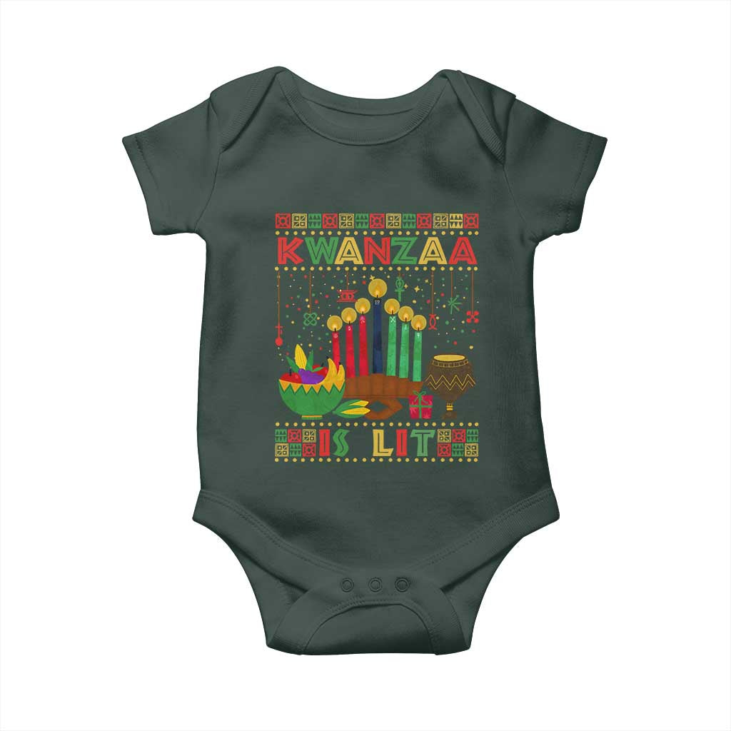 African American Xmas Kwanzaa Is Lit Baby Onesie