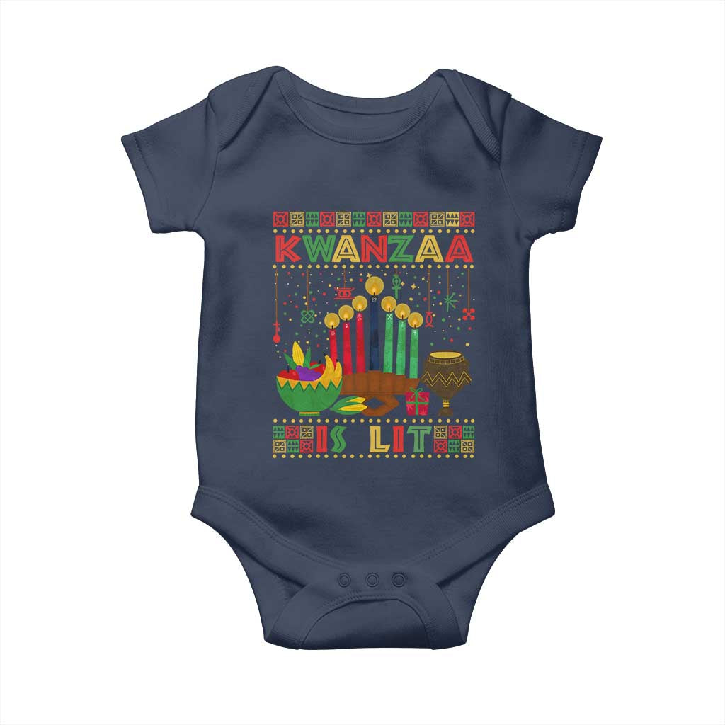 African American Xmas Kwanzaa Is Lit Baby Onesie