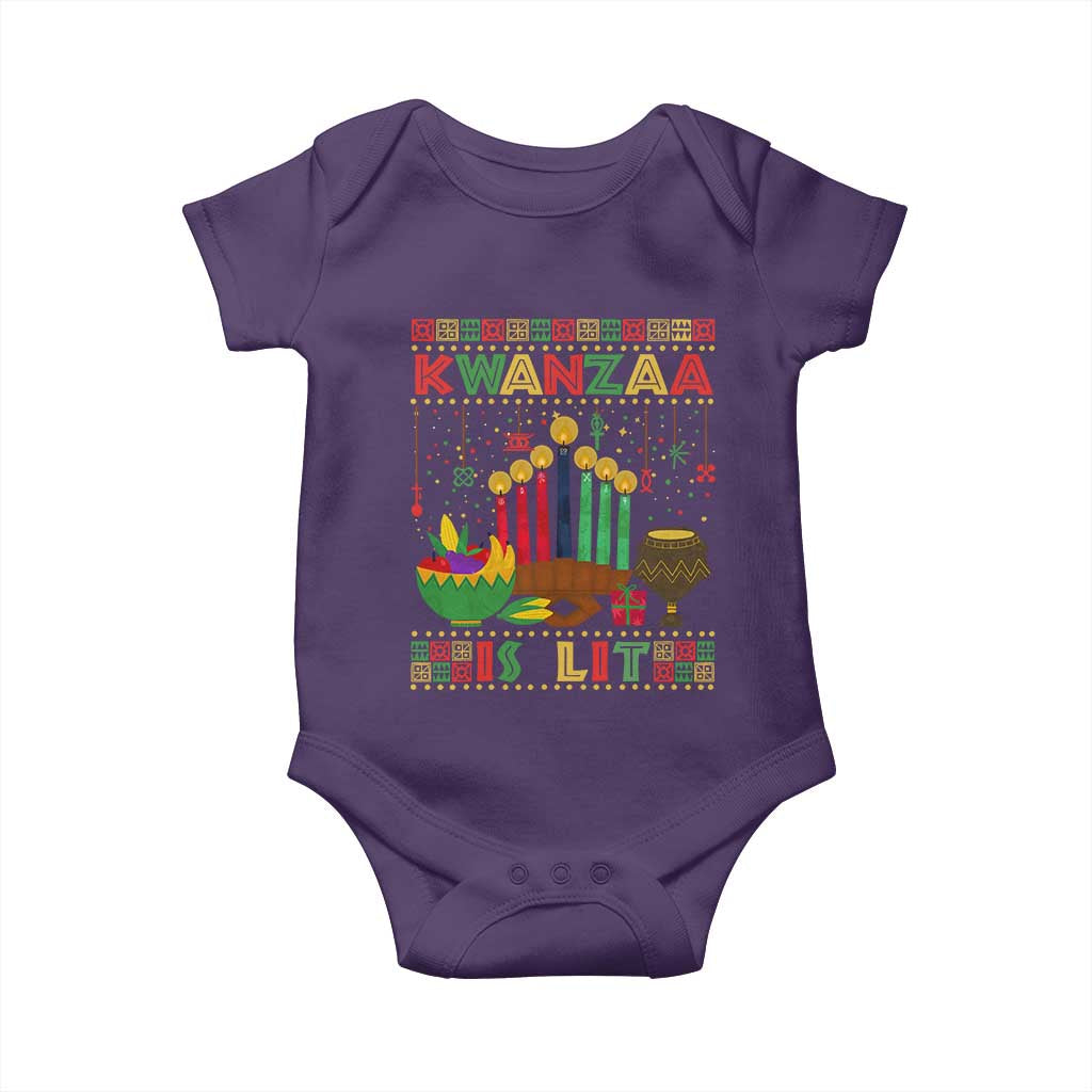African American Xmas Kwanzaa Is Lit Baby Onesie