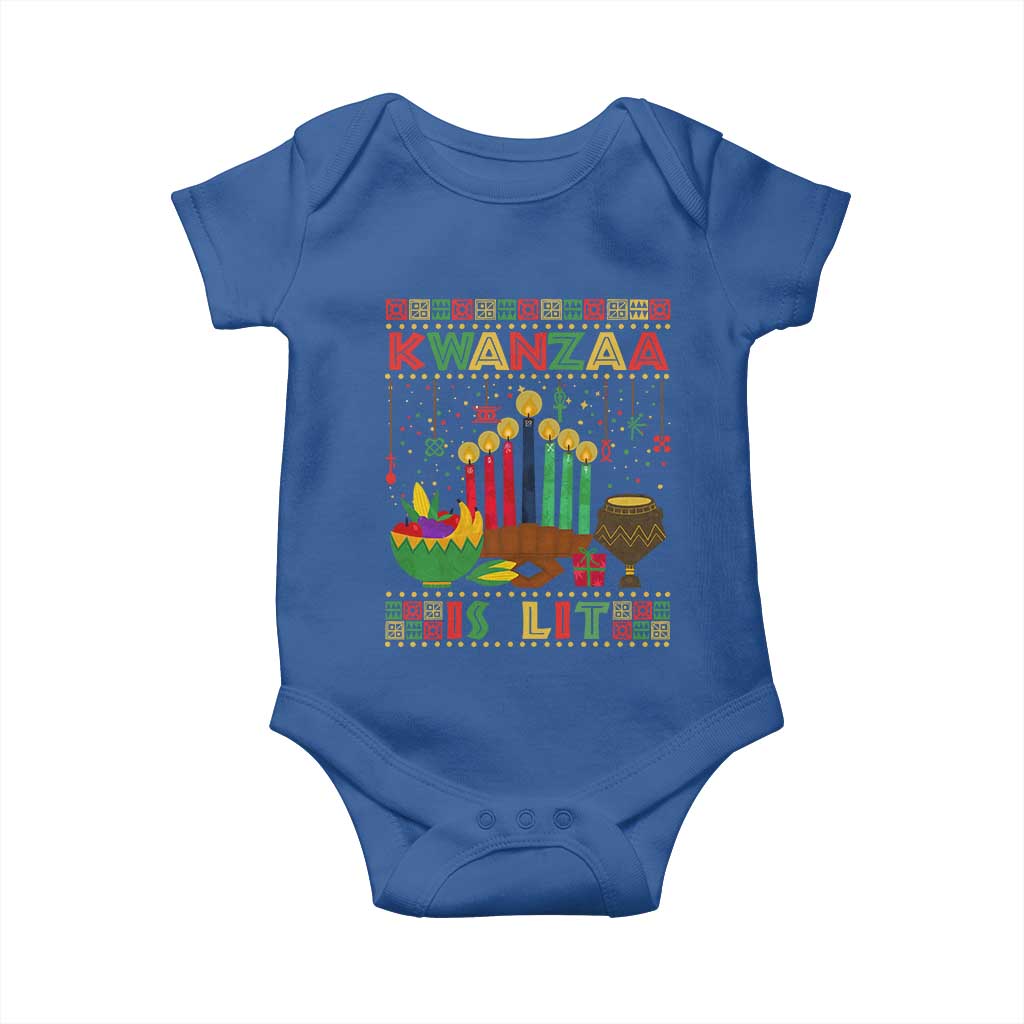 African American Xmas Kwanzaa Is Lit Baby Onesie