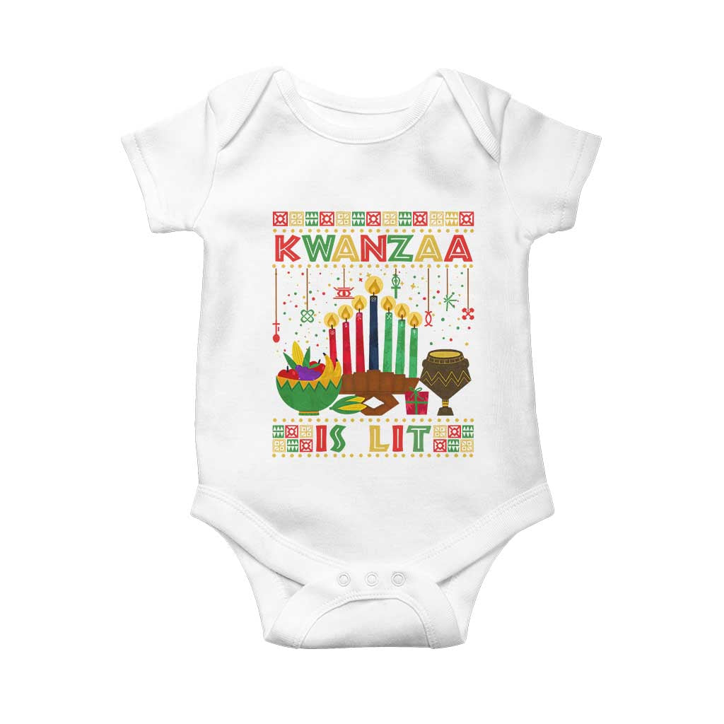 African American Xmas Kwanzaa Is Lit Baby Onesie
