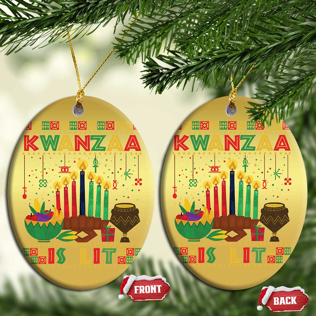 African American Xmas Kwanzaa Is Lit Christmas Ornament