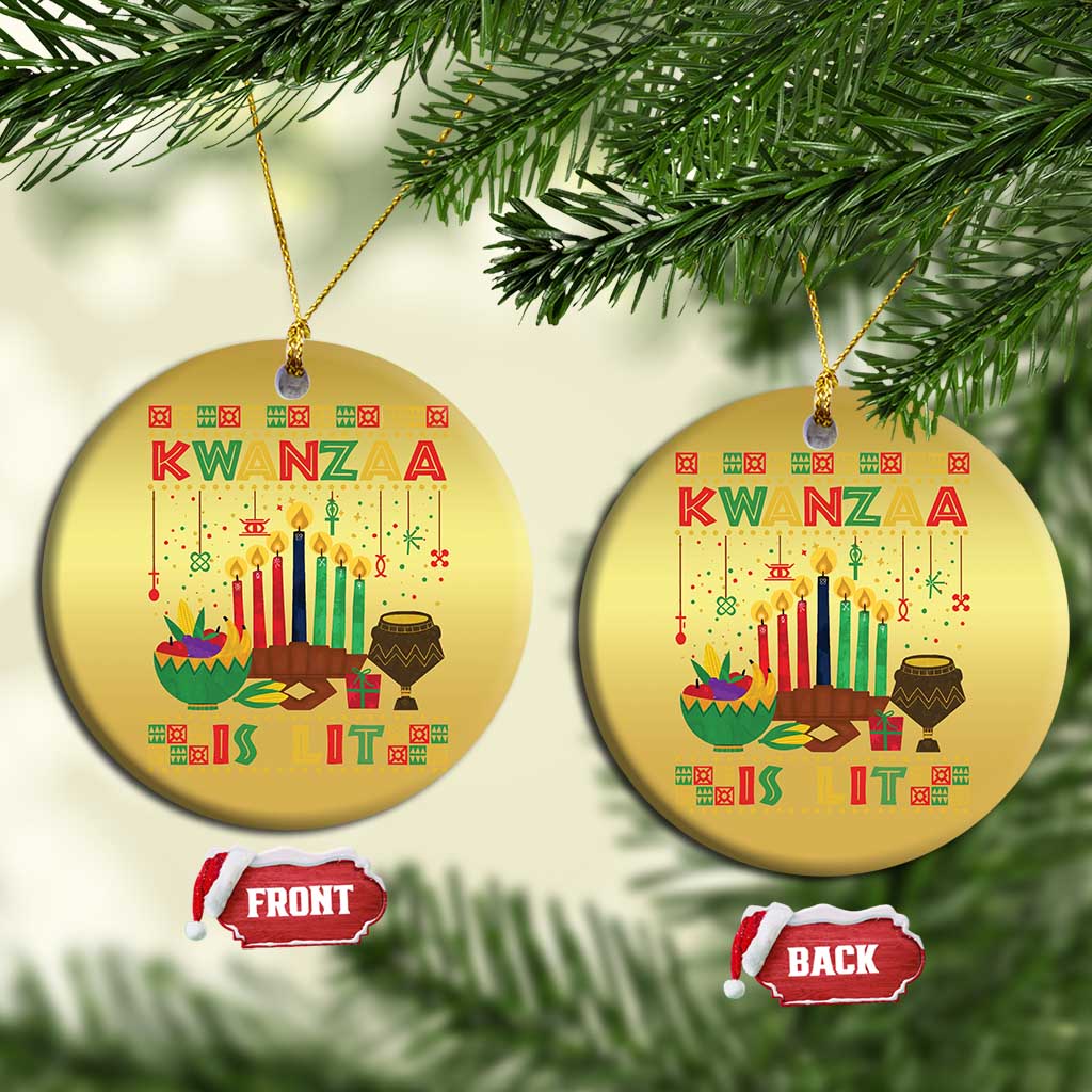 African American Xmas Kwanzaa Is Lit Christmas Ornament
