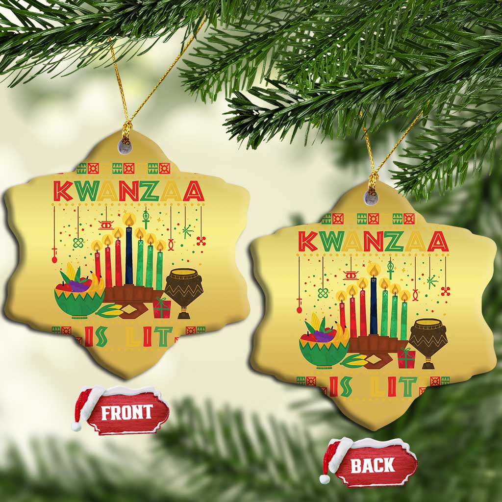African American Xmas Kwanzaa Is Lit Christmas Ornament