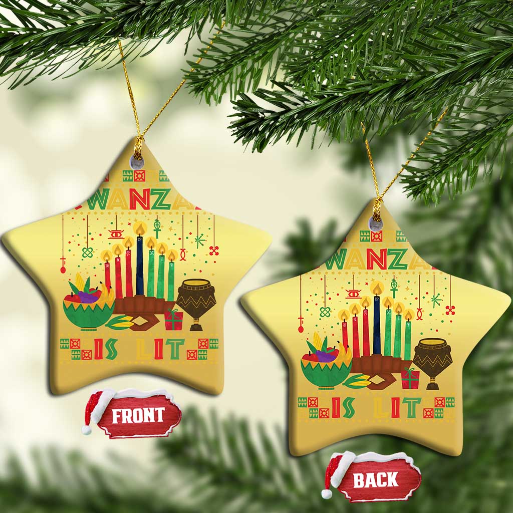 African American Xmas Kwanzaa Is Lit Christmas Ornament