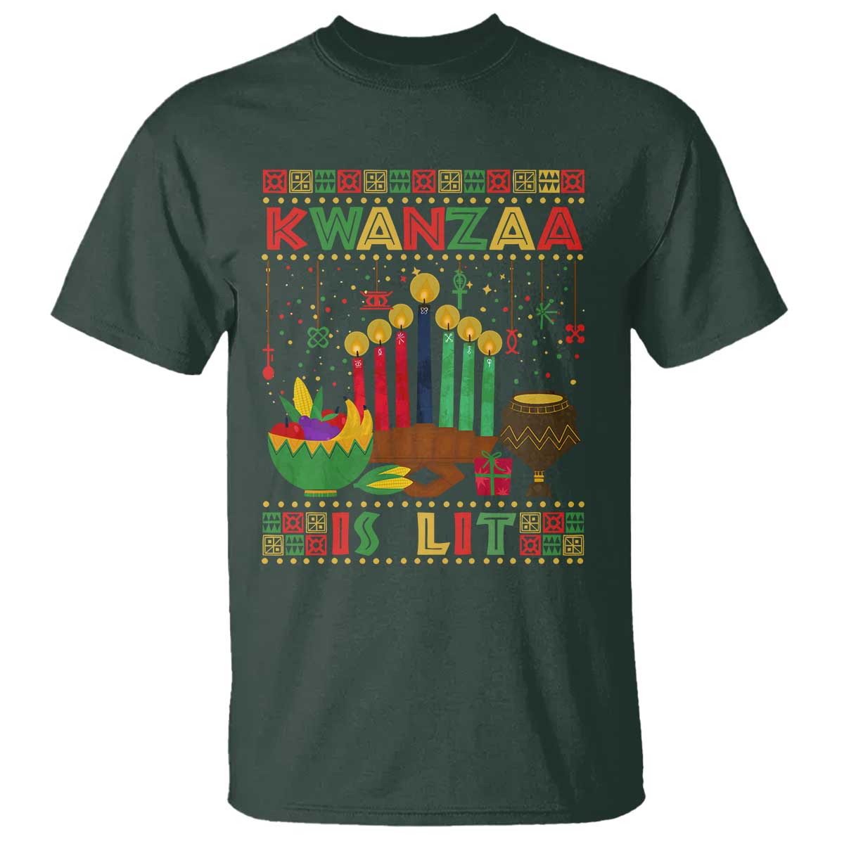 African American Xmas Kwanzaa Is Lit T Shirt