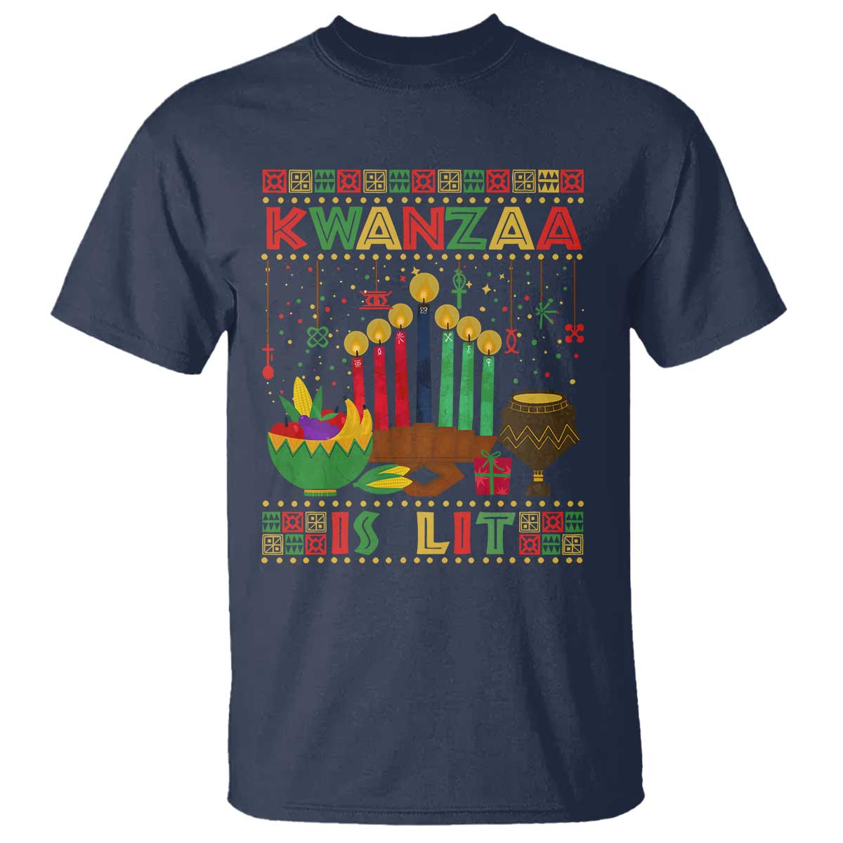 African American Xmas Kwanzaa Is Lit T Shirt