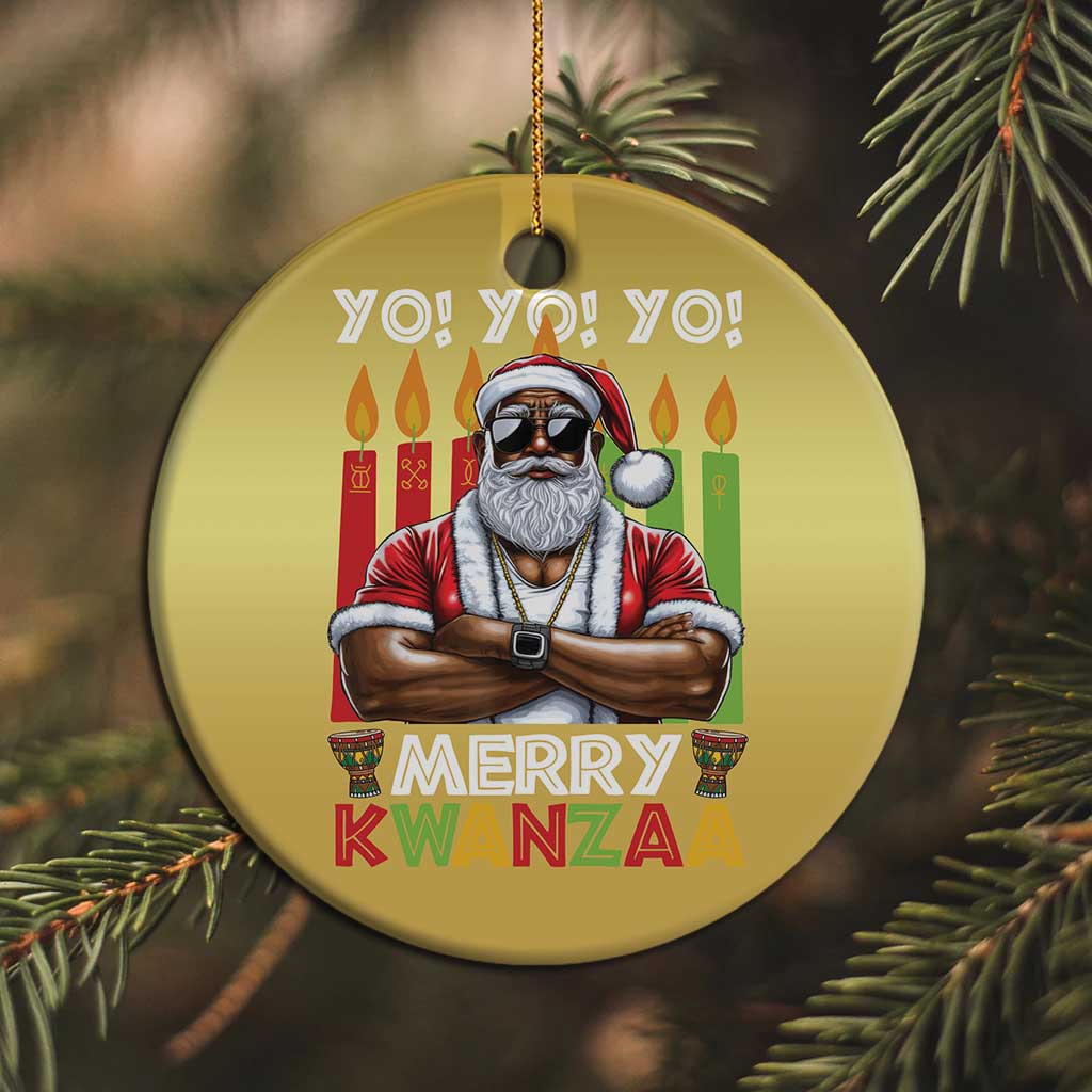 Merry Kwanzaa Christmas Ornament Black Christmas African American Santa
