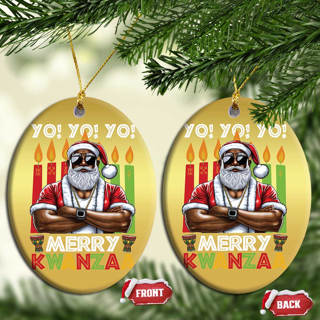 Merry Kwanzaa Christmas Ornament Black Christmas African American Santa