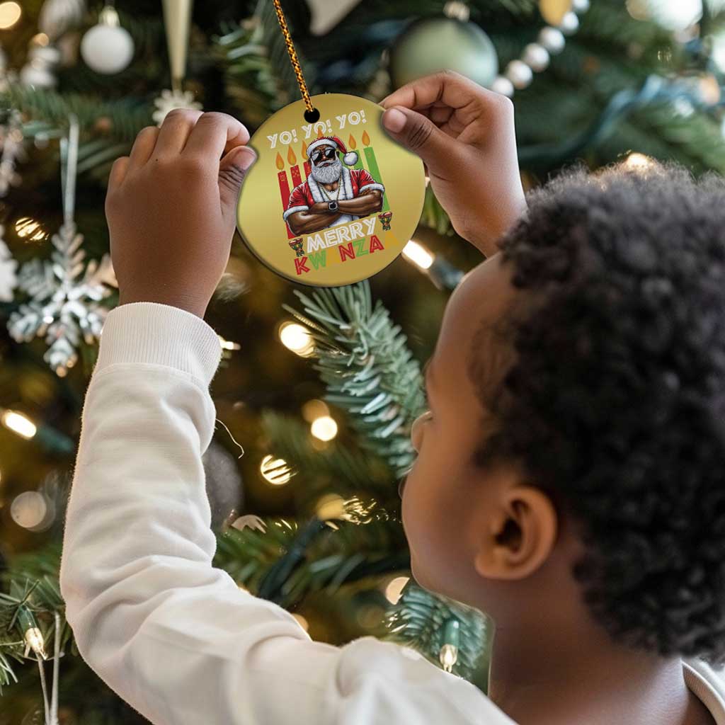 Merry Kwanzaa Christmas Ornament Black Christmas African American Santa