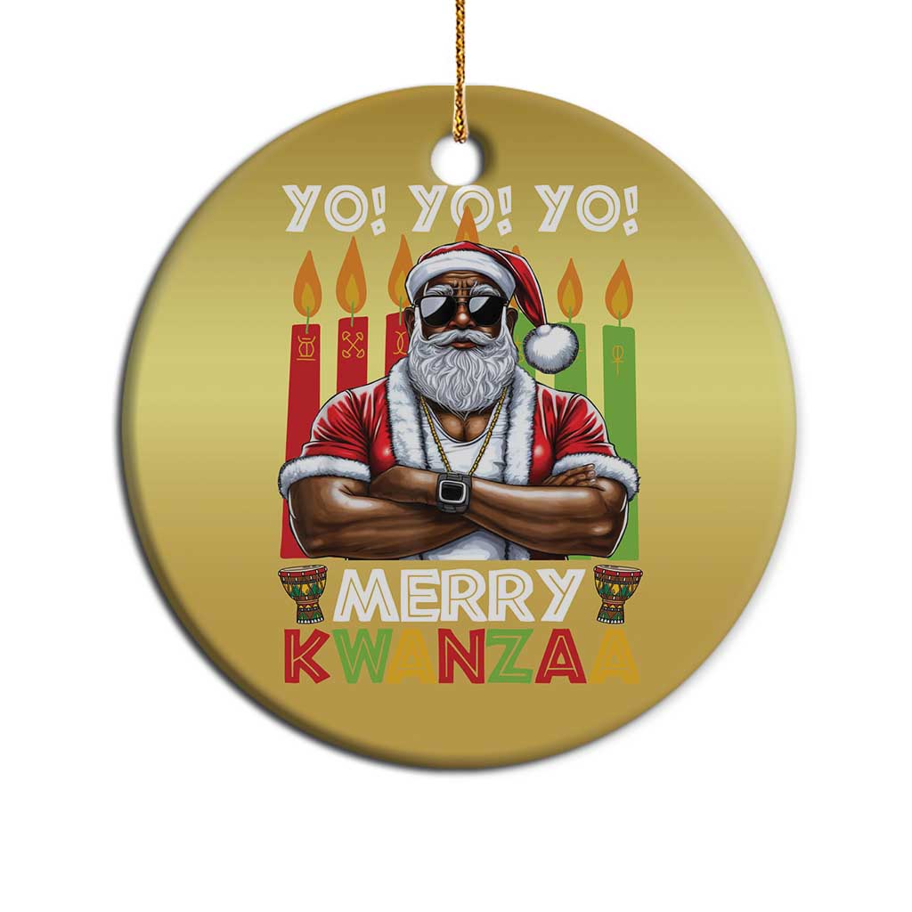 Merry Kwanzaa Christmas Ornament Black Christmas African American Santa